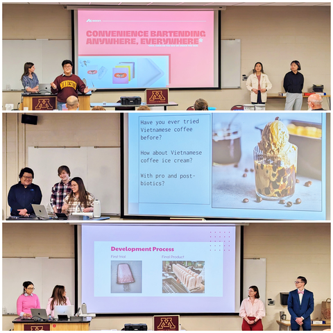 collage of students presenting