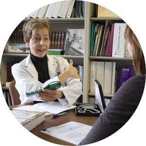 dietitian sitting at desk educating patient