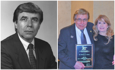 Ted headshot and receiving IFT award with wife